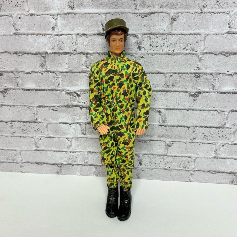 Vintage Army Man Soldier Action Figure Doll GI Joe Outfit 12" Boots Hat READ